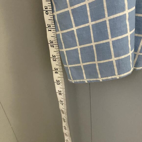 Urban Outfitters Rochelle Blue Windowpane Babydoll Sleeveless Mini Dress M - Picture 5 of 8